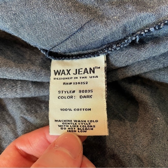 Wax Jean Sleeveless Button Up Dark Wash Denim Dress Medium - Picture 6 of 8